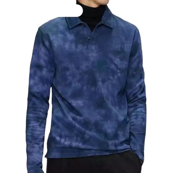 Ted Baker Crown Tie Dye Long Sleeve Polo Blue Long Sleeve T NWT Size 5 (US XL) - Picture 1 of 7